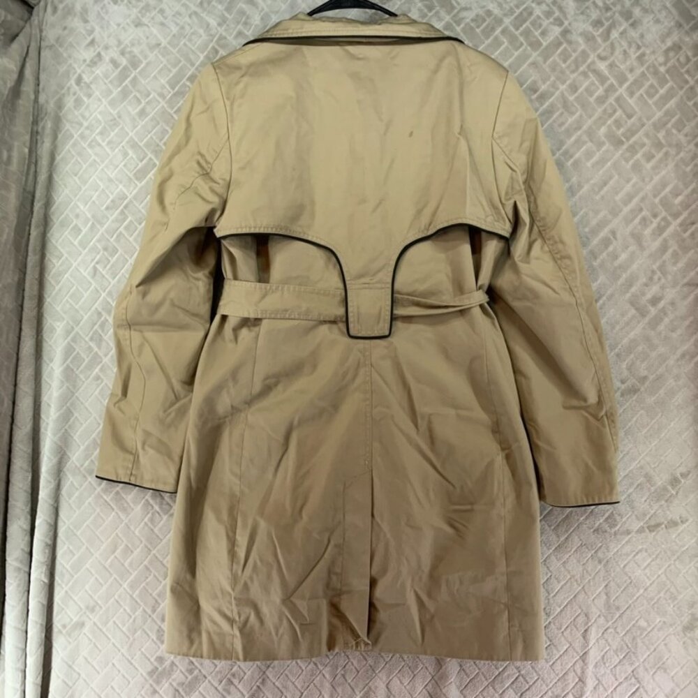 H&M Womens 12 Trench Coat Tan Knee Length Belted Wide Lapel Timeless Minimalist - Picture 12 of 16